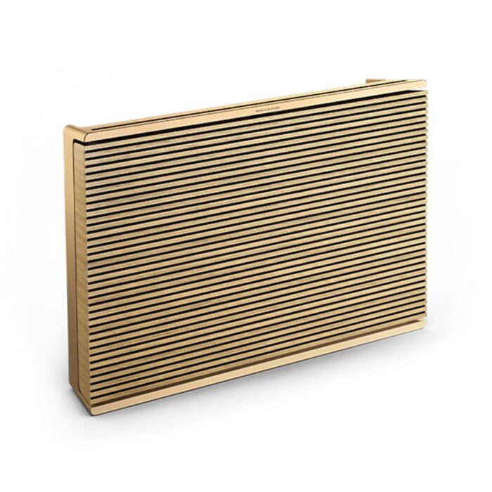 Bang & Olufsen Beosound Level Portable Wi-Fi Multiroom Speaker, Gold Tone/Light Oak