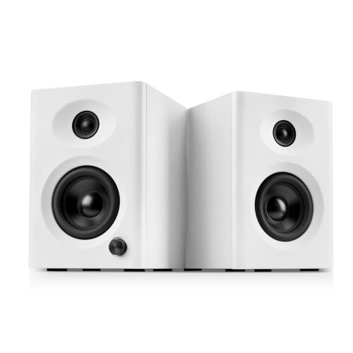 Computer Speakers for Desktop PC, 60W Powerful Sound with Deep Bass & Clear Treble – Compact Active Bookshelf Speakers for Home Office, Laptop, Music, Monitor (White, Pair)