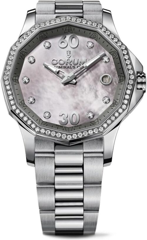 Corum Admiral's Cup Legend 082.101.47/V200 PK11 38mm Diamonds Automatic Silver Steel Bracelet & Case Anti-Reflective Sapphire Women's Watch
