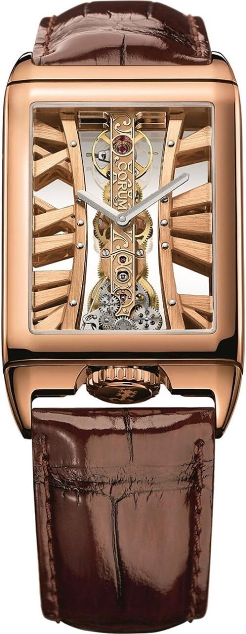 Corum Unisex Golden Bridge Alligator Leather Band Rose Gold Case Mechanical Watch 113.050.55/0F02 MX55R