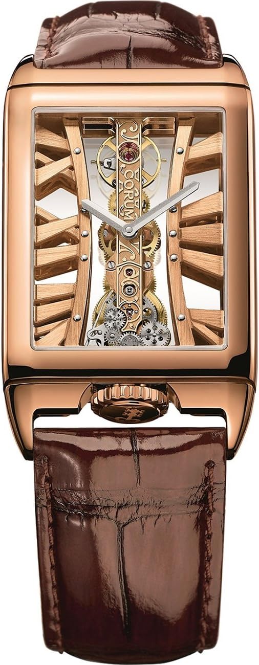 Corum Unisex Golden Bridge Alligator Leather Band Rose Gold Case Mechanical Watch 113.050.55/0F02 MX55R