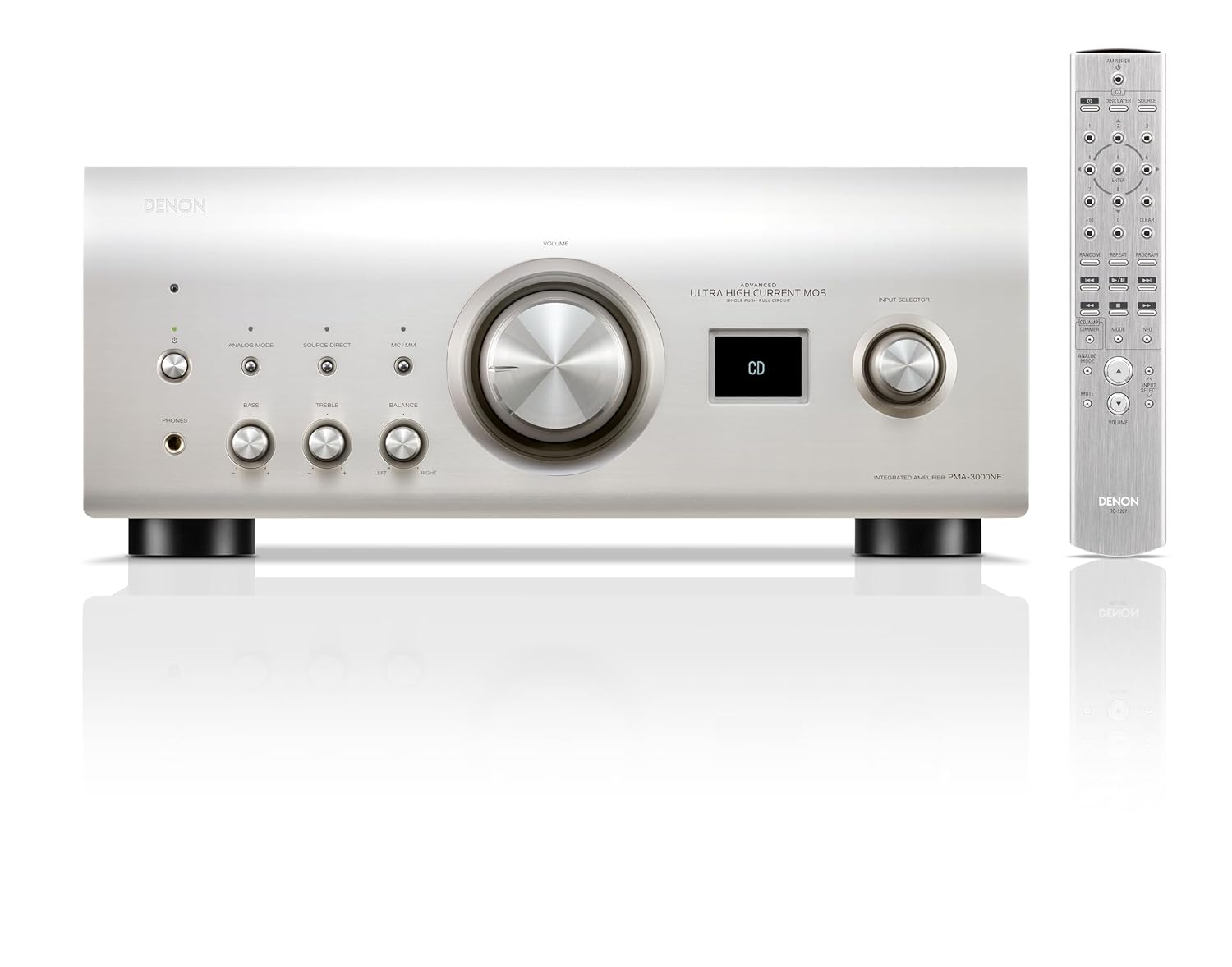 Denon PMA-3000NE Integrated Amplifier (80W x 2-Ch), Silver, Versatile Stereo Amplifier with 7th-Gen Ultra AL32 Processing, MM/MC Phono Preamp, Pure Analog Mode, Optical, Coaxial…