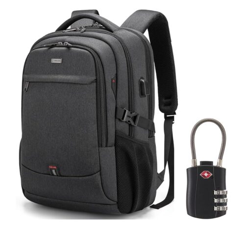 DUSLANG 17 Inch Laptop Backpack for Travel Water Resistant College Backpack for Men/Women Laptop Bag with USB Charging Port and TSA lock,Black