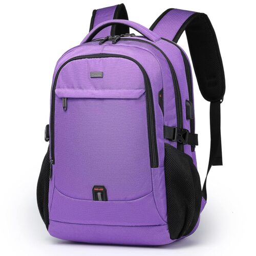 DUSLANG 17 Inch Laptop Backpack for Travel Water Resistant College Backpack for Women Laptop Bag with USB Charging Port Work Backpack,Purple
