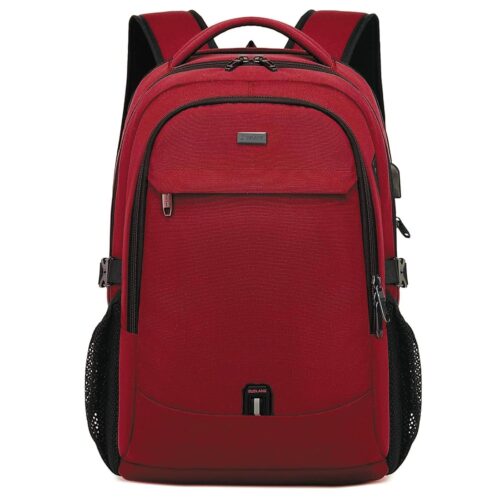 DUSLANG 17 Inch Laptop Backpack for Travel Water Resistant College Backpack for Women Laptop Bag with USB Charging Port,Red A