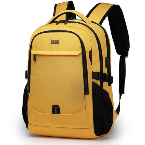 DUSLANG 17 Inch Laptop Backpack for Travel Water Resistant College Backpack for Women Laptop Bag with USB Charging Port Work Backpack,Yellow