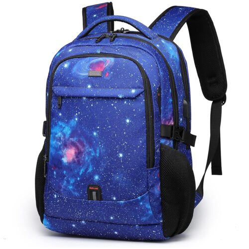 DUSLANG 17 Inch Travel Laptop Backpack Water Resistant College Backpack for Men Laptop Bag with USB Charging Port,Sky Blue