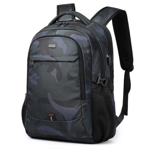 DUSLANG 17 Inch Travel Laptop Backpack Water Resistant Hiking Backpack for Men Laptop Bag with USB Charging Port,Camouflage green