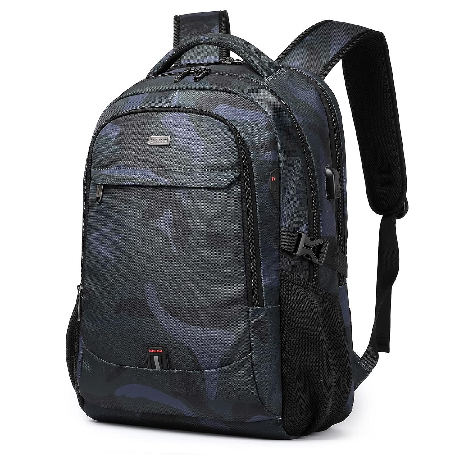 DUSLANG 17 Inch Travel Laptop Backpack Water Resistant Hiking Backpack for Men Laptop Bag with USB Charging Port,Camouflage green