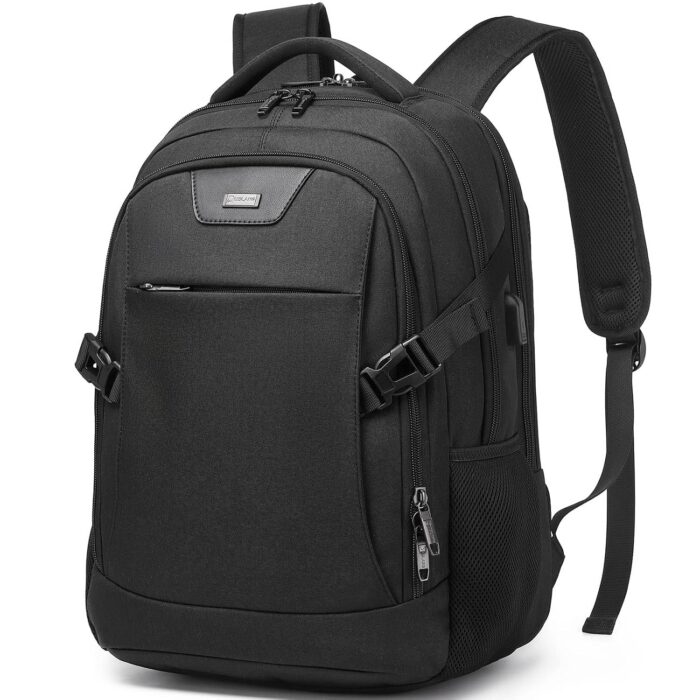 DUSLANG Anti-Theft Laptop Backpack, Black, 15.6-14-13 Inch Laptop Sleeve, USB Charging Port