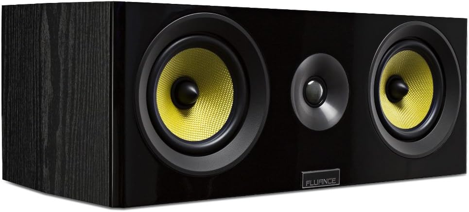 Fluance Signature HiFi 2-Way Center Channel Speaker for Enhanced Dialogue and Vocals in Home Theater Surround Sound Systems – Black Ash (HFC)