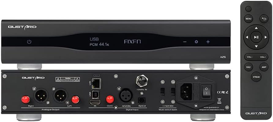 Gustard A26 Full Balanced DAC with Dual AK4499EX AK4191, MQA 768kHz/DSD512 Digital-Analog Audio Converter Streamer/Renderer USB/Opt/Coax/AES/LAN/Clock/IIS Input RCA/XLR Output...
