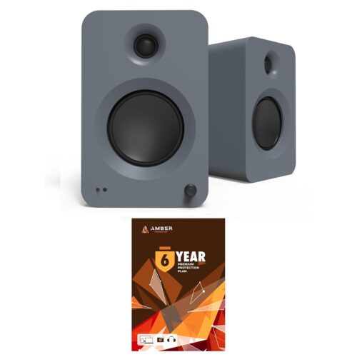 Kanto REN Grey Bluetooth Powered Bookshelf Speakers - Matte Grey Pair with 6 Year Amber Protection Plan (2024)