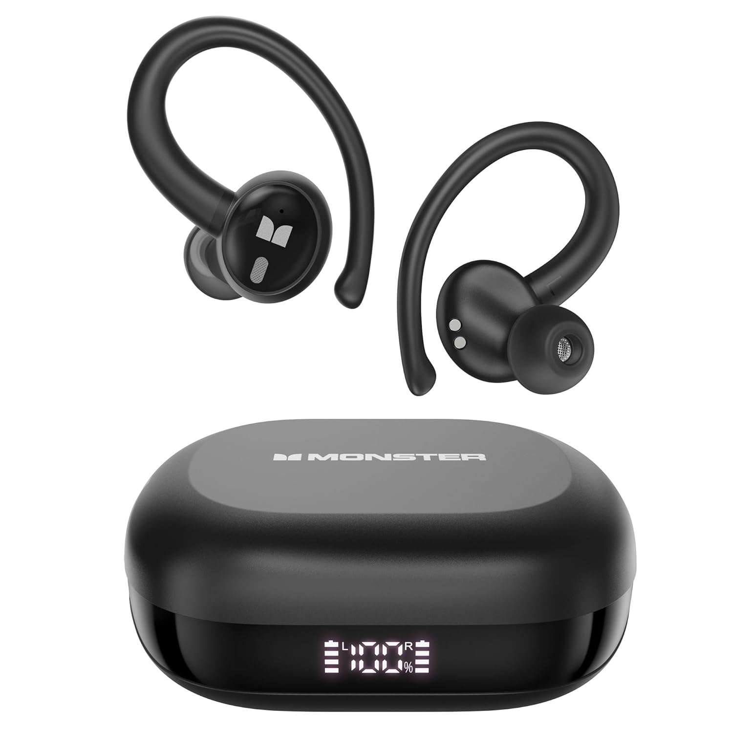 Monster N-Lite 216 Wireless Earbuds 48hrs Bluetooth 6.0 Headphone, Bluetooth Earbuds Stereo Deep Bass Over Ear Bud with Earhooks,ENC Noise Cancelling Mic, IPX6 Waterproof…