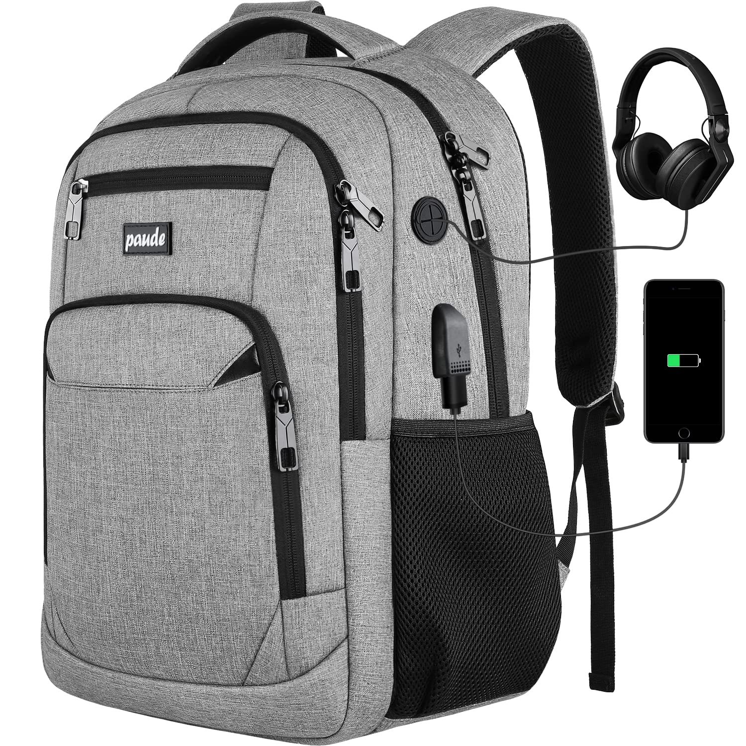 Paude Backpack for School, Laptop, Bookbag for Teen Boys – 15.6 Inch College Backpack for University, Business, Work, Travel