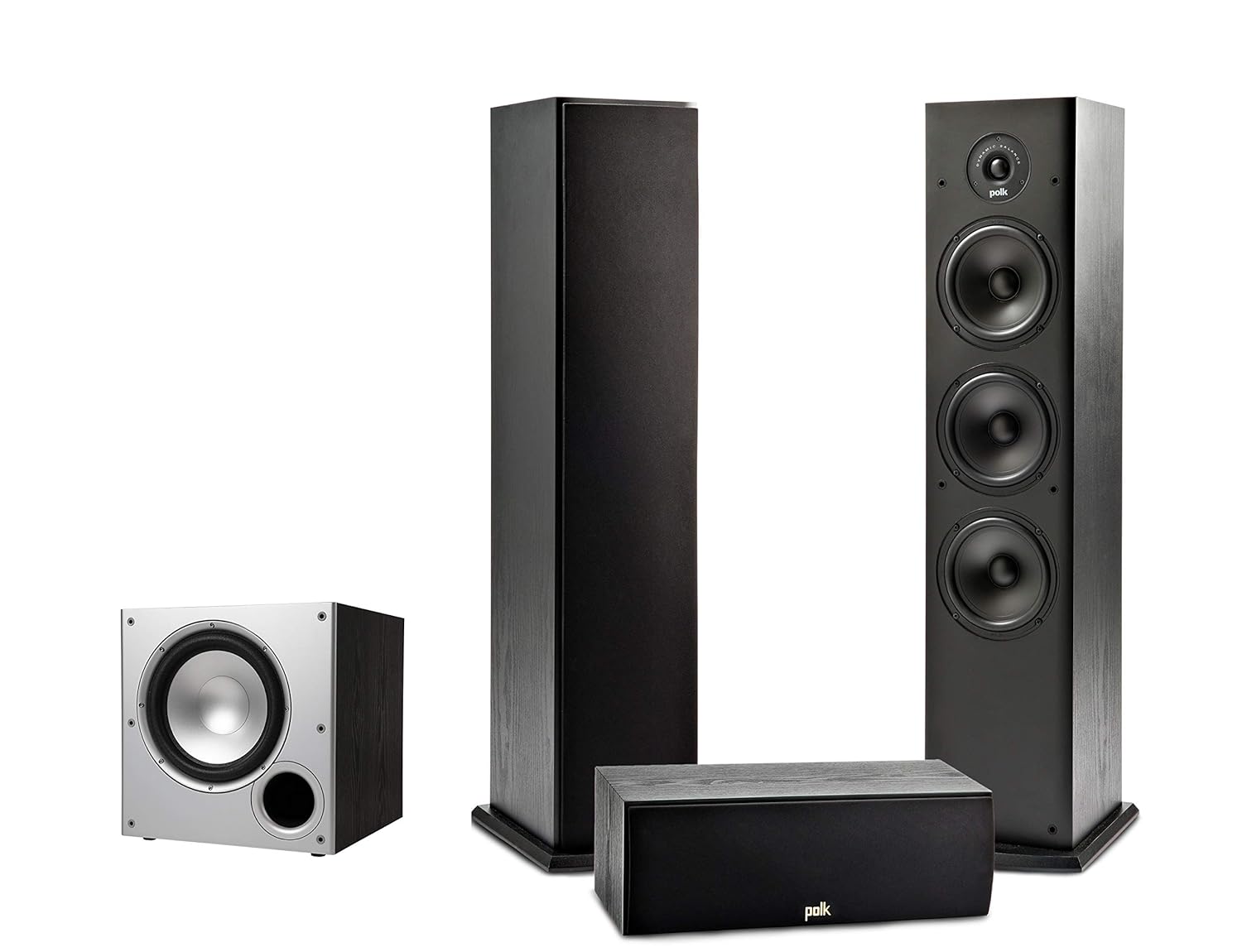 Polk Audio T Series 3.1 Channel Complete Home Theater System with Powered Subwoofer | One (1) T30 Center Channel, Two (2) T50 Tower Speakers | Wi-Fi, Alexa, HEOS Built-in