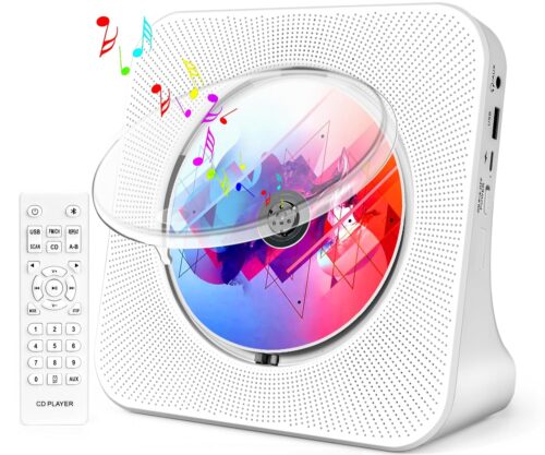 Portable CD Player with Speakers, ROADOM CD Players for Home, Bluetooth CD Player with Stereo Sound,Remote Control,Supports CD/Bluetooth/FM Radio/USB Drive/AUX/Timer/Repeat