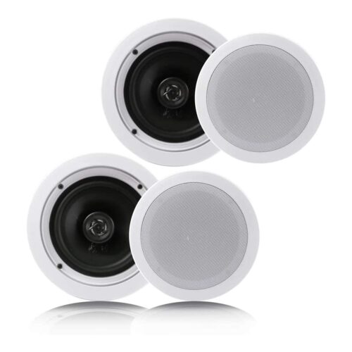 Pyle Pair 6.5” Flush Mount In-wall In-ceiling 2-Way Home Speaker System Spring Loaded Quick Connections Dual Polypropylene Cone Polymer Tweeter Stereo Sound 200 Watts...