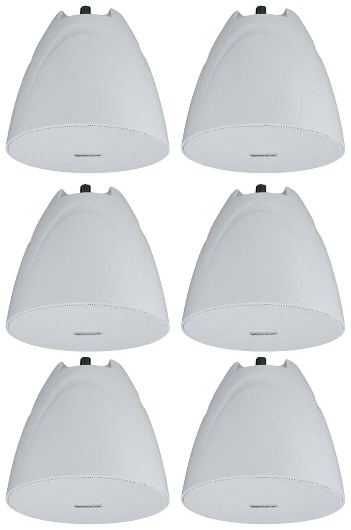 Rockville 6 PEN-525T White 5.25" 70V Hanging Pendant Speakers for Restaurant/Bar
