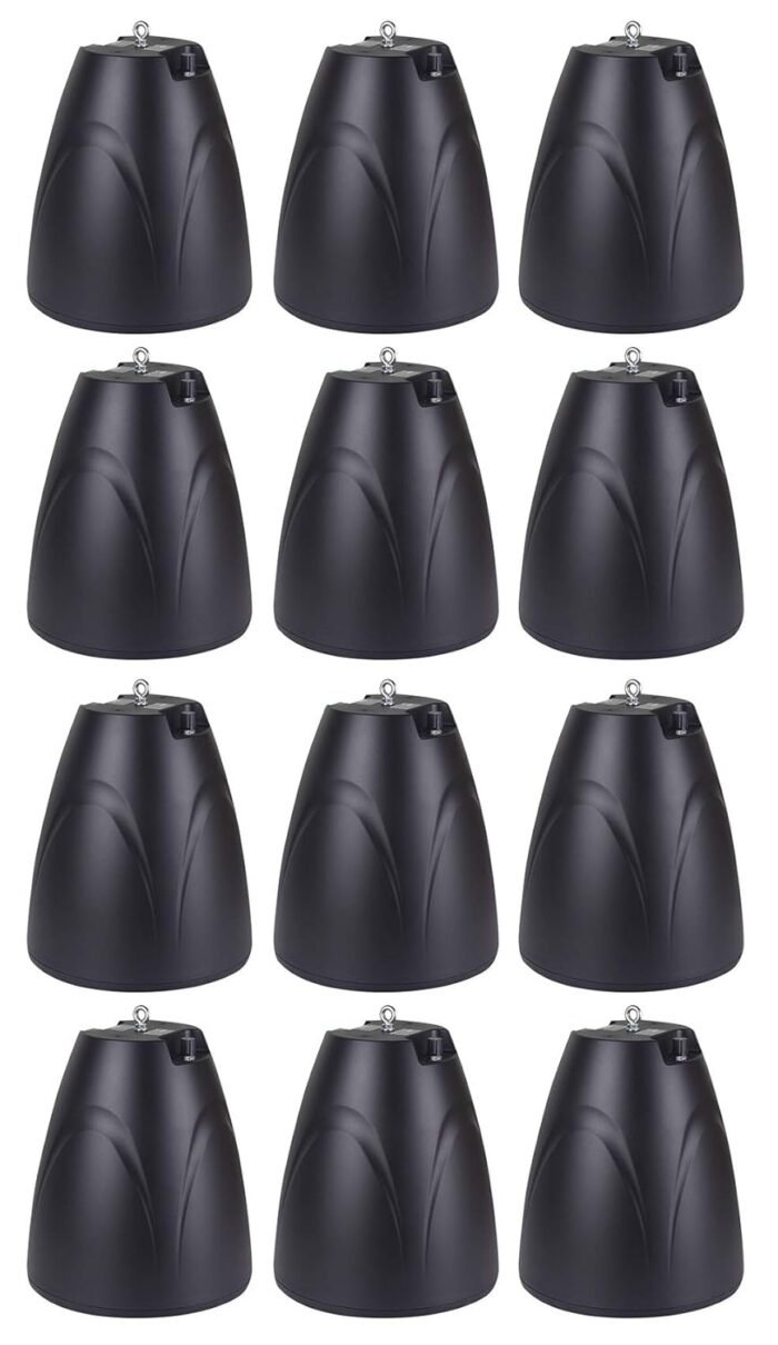 Rockville PEN-65T Black 6.5" 70V/100V/8-Ohm Hanging Pendant Speakers, Clear Sound, Easy Install, Durable Build, Perfect for Restaurants and Bars (12 Item)