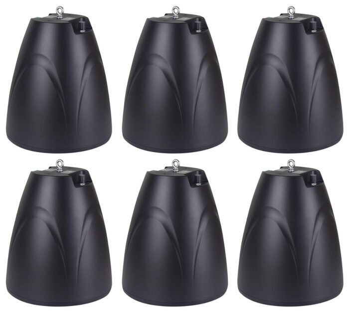 Rockville PEN-65T Black 6.5" 70V/100V/8-Ohm Hanging Pendant Speakers, Clear Sound, Easy Install, Durable Build, Perfect for Restaurants and Bars (6 Item)