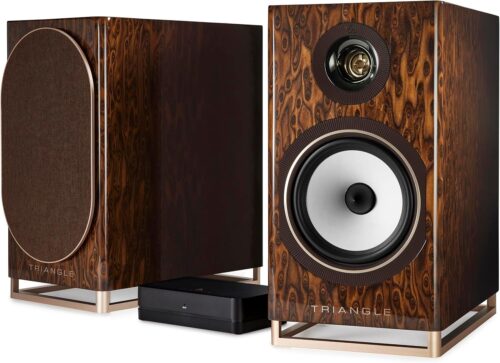 triangle - Capella Wireless Active Bookshelf Speakers - 2 x 100W - Wi-Fi & Bluetooth - Airplay - TV Arc and Optical - Made in France - 200 x 380 x 315 mm - Nebula Brown (Pair)