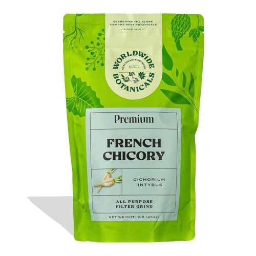 Worldwide Botanicals French Chicory Root, 1 Pound - Brew Like Coffee, Blend Roasted Chicory Root With Coffee, Prebiotic, Acid Free, Caffeine Free, Kosher