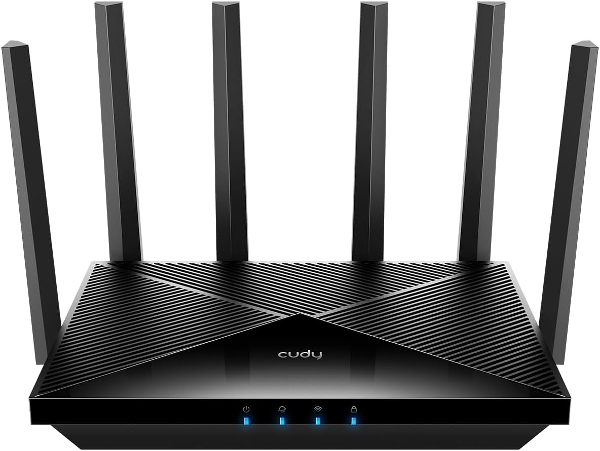 Cudy Tri-Band WiFi 7 BE11000 Router, 6-Stream 10 Gbps, 4 × 2.5G Ports, Up to 11000Mbps, VPN Server and Client, Cudy APP and Mesh, 6 × High-gain Antennas, WR11000