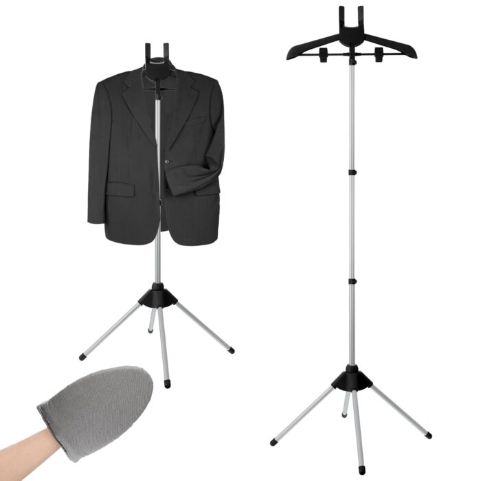 Garment Steamer Rack & Garment Ironing Glove for Clothes,Adjustable Steamer Stand for Clothes,Adjustable Garment Hanger Standing,Foldable Iron stand with Ironing Glove for...