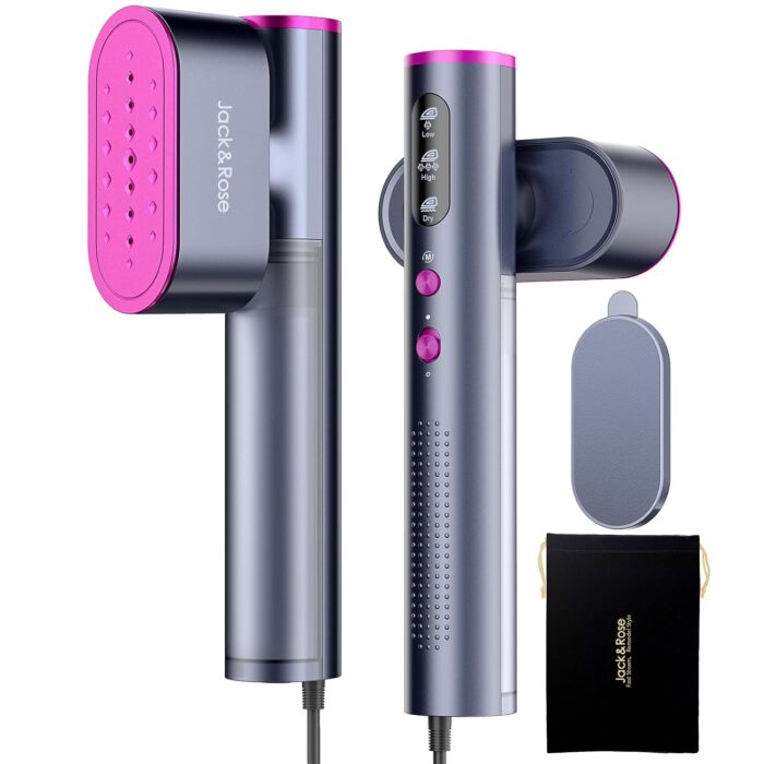 Jack ＆ Rose Travel Steamer for Clothes,100-220V Portable Steamer,15s Heat Up,Steamer ＆ Iron 2 In 1, Travel Size Garment Steamer,Large Ceramic Heat Panel,for Global ＆ Europe...