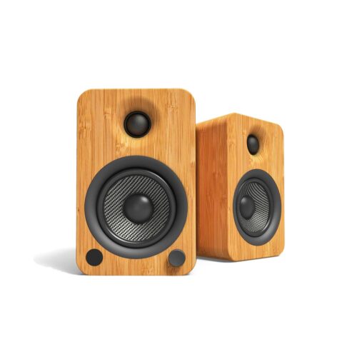 Kanto YU4BAMBOO Powered Speakers with Bluetooth and Built-in Phono Preamp | Auto Standby and Startup | Remote Included | 140W Peak Power | Pair | Bamboo