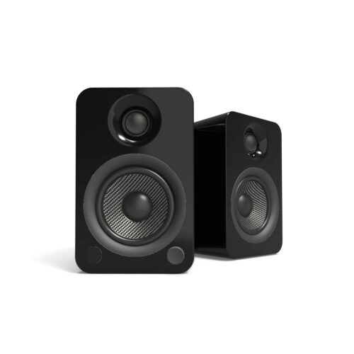 Kanto YU4GB Powered Speakers with Bluetooth and Built-in Phono Preamp | Auto Standby and Startup | Remote Included | 140W Peak Power | Pair | Gloss Black