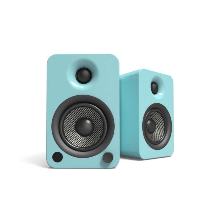 Kanto YU4GT Powered Speakers with Bluetooth and Built-in Phono Preamp | Auto Standby and Startup | Remote Included | 140W Peak Power | Pair | Gloss Teal