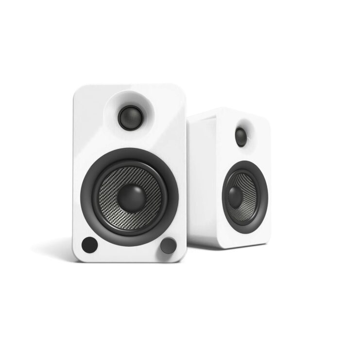 Kanto YU4GW Powered Speakers with Bluetooth and Built-in Phono Preamp | Auto Standby and Startup | Remote Included | 140W Peak Power | Pair | Gloss White