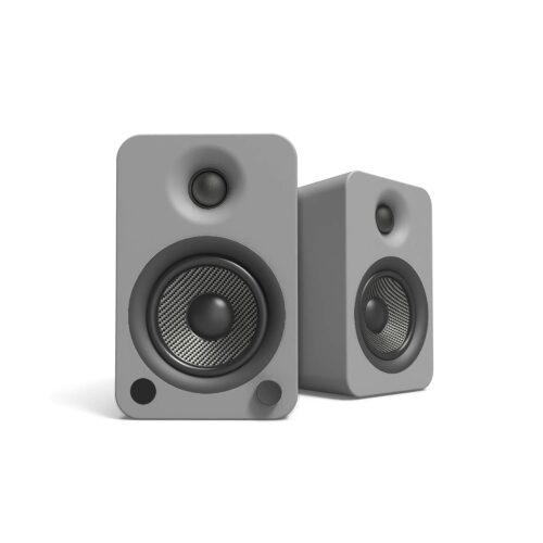 Kanto YU4MG Powered Speakers with Bluetooth and Built-in Phono Preamp | Auto Standby and Startup | Remote Included | 140W Peak Power | Pair | Matte Grey