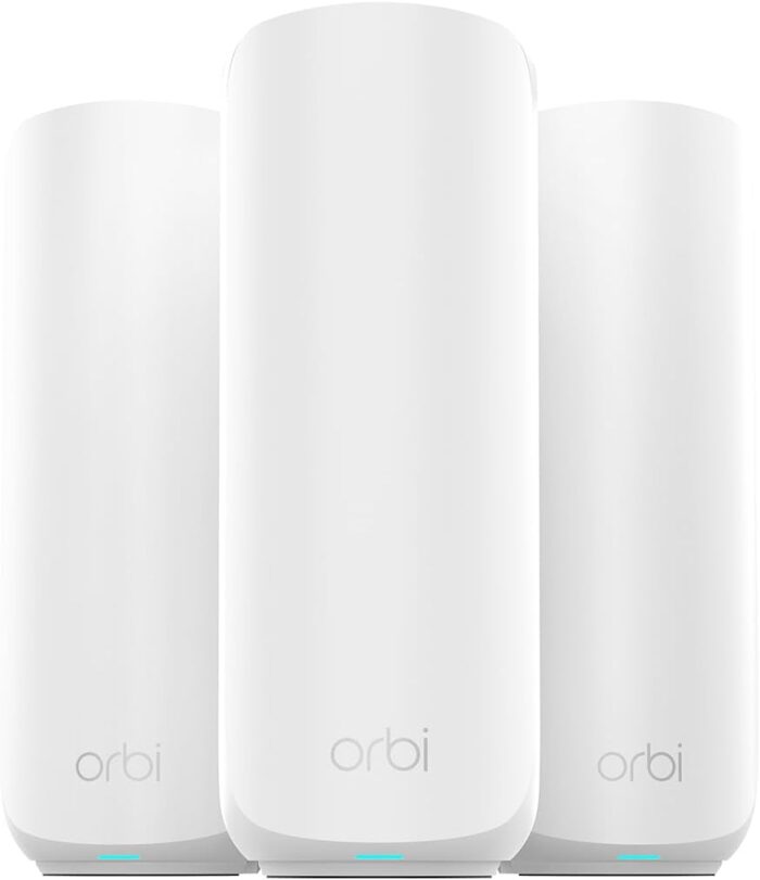 NETGEAR Orbi 370 Series Dual-Band WiFi 7 Mesh Network System for Home (RBE373) – Wireless Router + 2 Extenders, Security Features, 5 Gbps, Covers 6,000 sq.ft., 70 Devices, 2.5GB...
