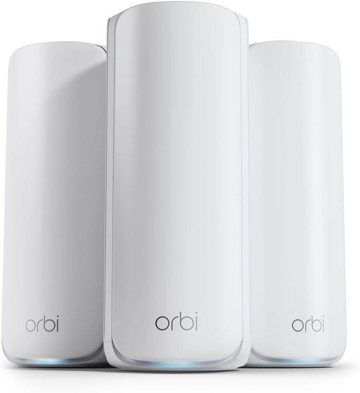NETGEAR Orbi 870 Series Tri-Band WiFi 7 Mesh System (RBE873) - Router + 2 Satellite Extenders, Security Features, Up to 21 Gbps, Covers Up to 9,000 Sq. Ft., 150 Devices, 10 Gig...