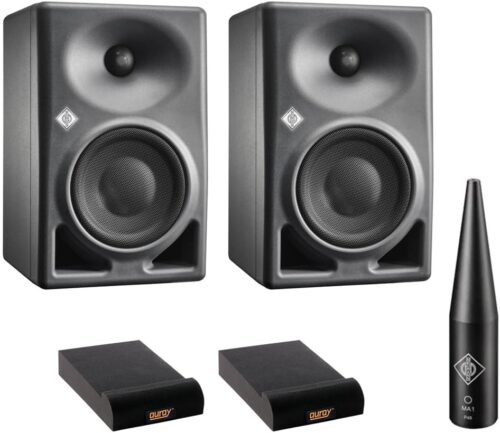 Neumann KH 120 MKII Active 5.25" 2-Way Studio Monitor (Anthracite, Pair) Bundle MA 1 Monitor Alignment Mic and 2X Auray IP-S Isolation Pad