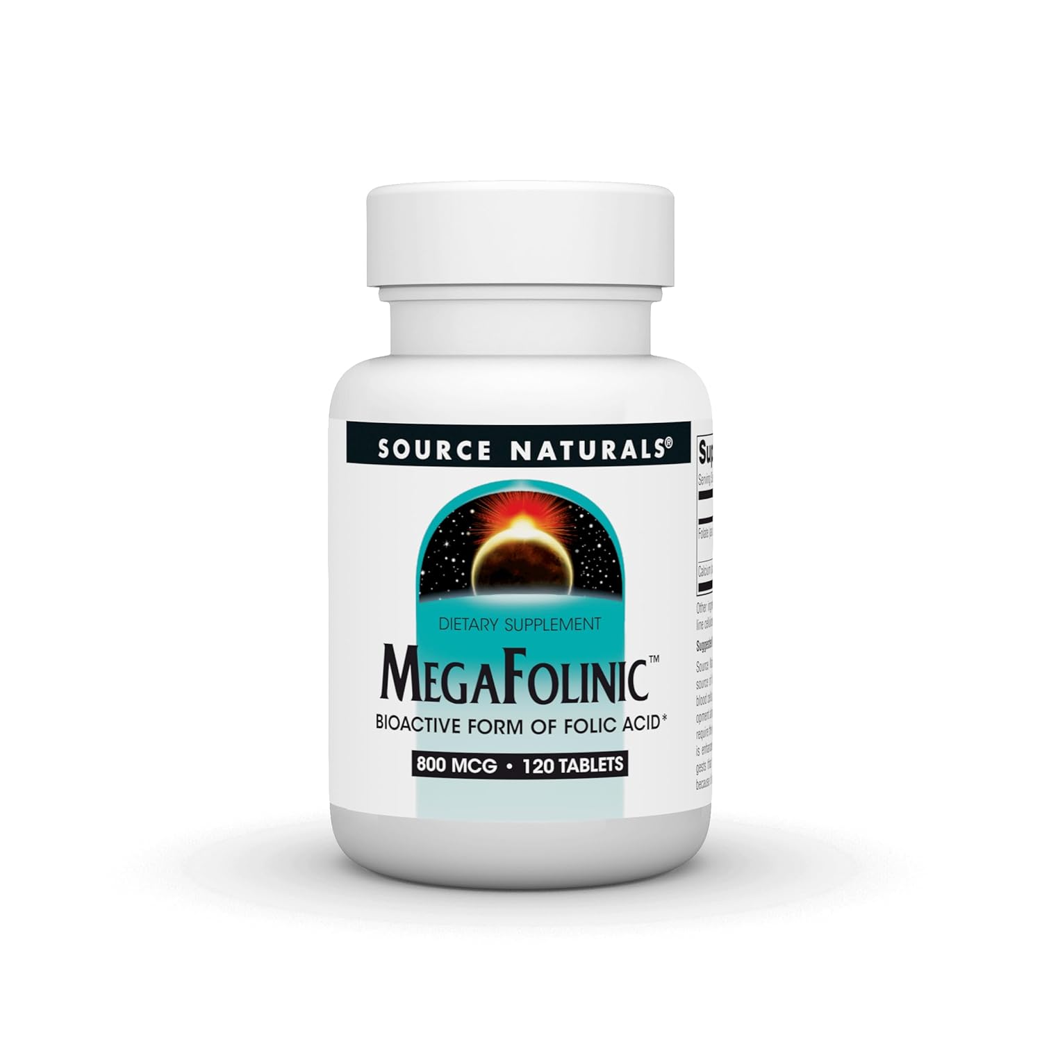 Source Naturals MegaFolinic, Bioactive Form of Folic Acid, 800 mcg – 120 Tablets