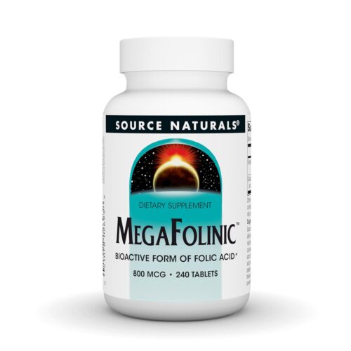 Source Naturals MegaFolinic, Bioactive Form of Folic Acid*, 800 mcg - 240 Tablets