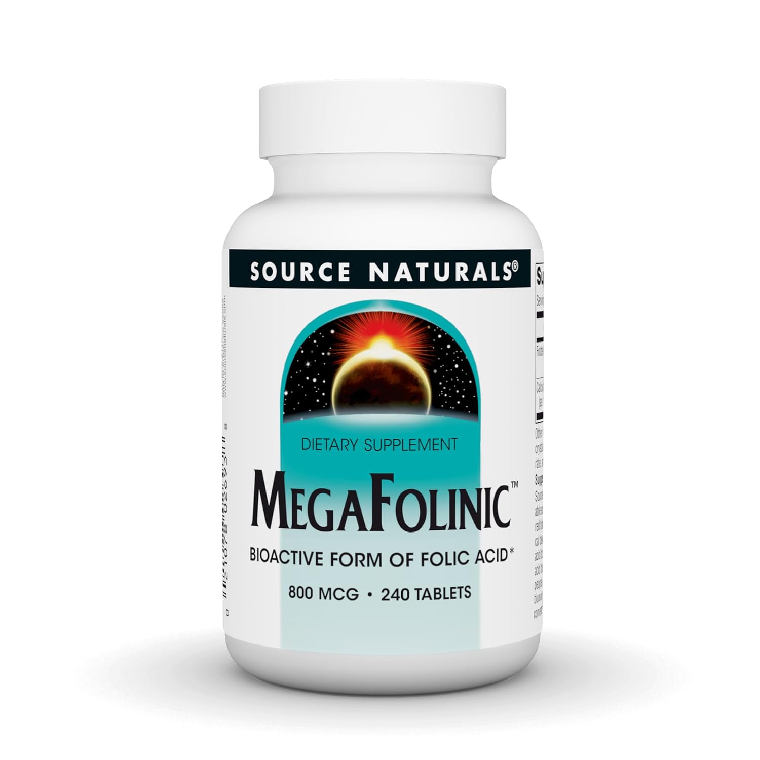 Source Naturals MegaFolinic, Bioactive Form of Folic Acid*, 800 mcg – 240 Tablets