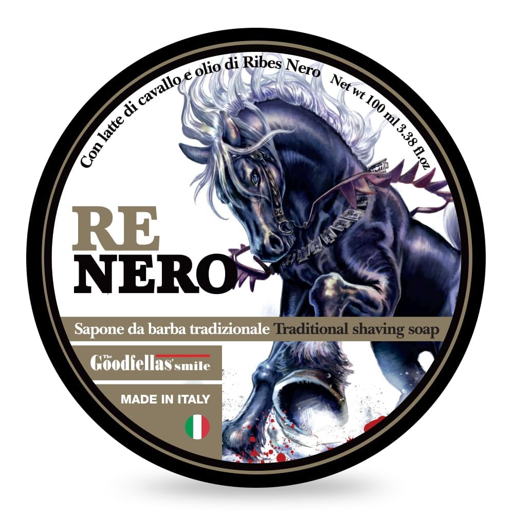 The Goodfellas’ Smile,NERO (Patchouly & Cedarwood) Luxury Italian Shaving Soap With Blackcurrant Oil & Mare’s Milk, Formulated for Use with A Shaving Brush, Made in Italy,