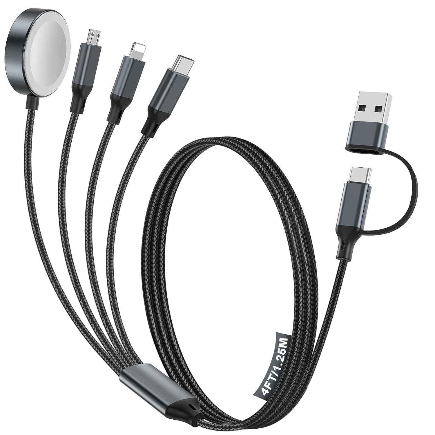 Travel Essentials,Multi Charging Cable for Apple Watch Charger/iPhone Charger,Type C Cable Cord for iWatch Ultra/10-2/iPhone 17-11/Samsung S25-S20,PlayStation…