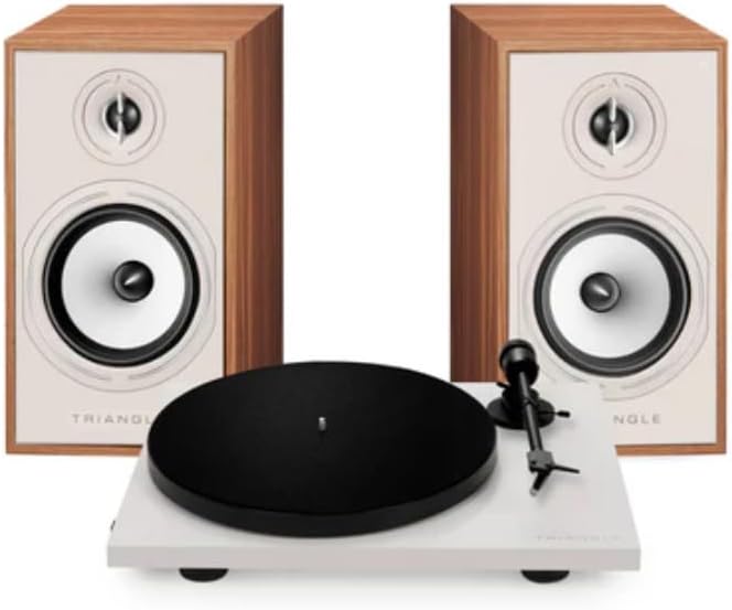 Triangle Lunar 1 Turntable with BR03 Connect Wireless Powered Bookshelf Speakers with Arc (Pair) - (Light Oak)