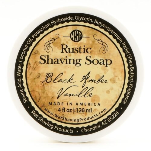 WSP Luxury Rustic Shaving Soap (Black Amber Vanilla) Artisan Made in America Using Vegan Natural Ingredients