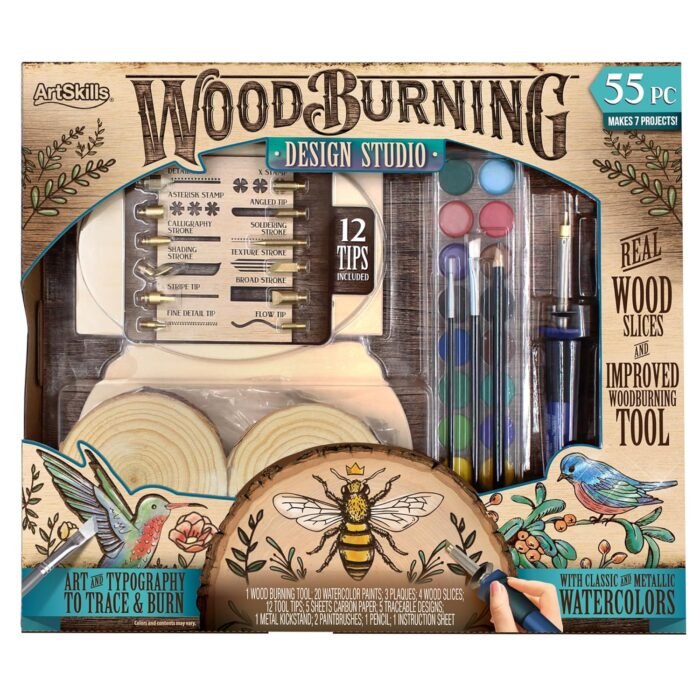 ArtSkills Wood Burning Tool Kit – 55 Piece Complete Woodburning Arts and Crafts Kit for Kids & Adults Cool Gifts for Teen Boys & Girls Fun Crafts DIY Projects