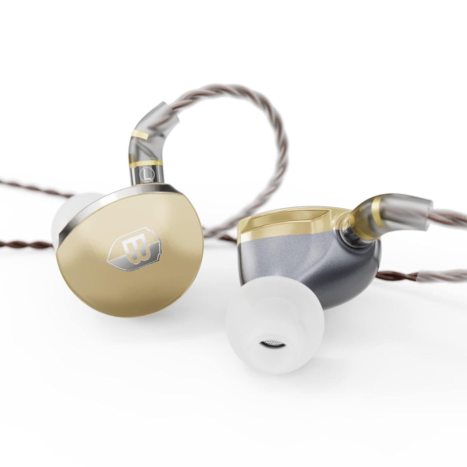 BASN MTPro in Ear Monitors, 14.5mm Planar HiFi IEM Headphones with CNC Process and 4-Core Litz OCC Single-Crystal Copper Cable for Musicians(Champagne Gold)