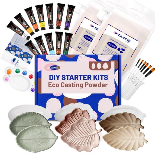 Complete Casting Powder Kit 2 Sets 6 Leaf Trays, Home Decor DIY Starter Crafts Kits Adults Women, Water Activated, Fast Curing, Couples Painting Kit Date Night/Girls Night,...