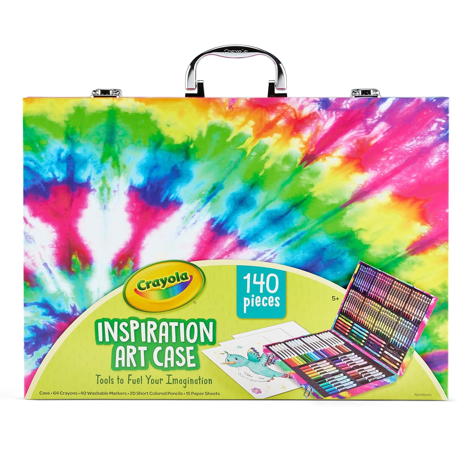 Crayola Inspiration Art Case Coloring Set – Tie-Dye (140ct), Art Supplies Set For Kids, Travel Drawing Kit, Holiday & Christmas Gift for Girls & Boys, Ages 5+ [Amazon Exclusive]