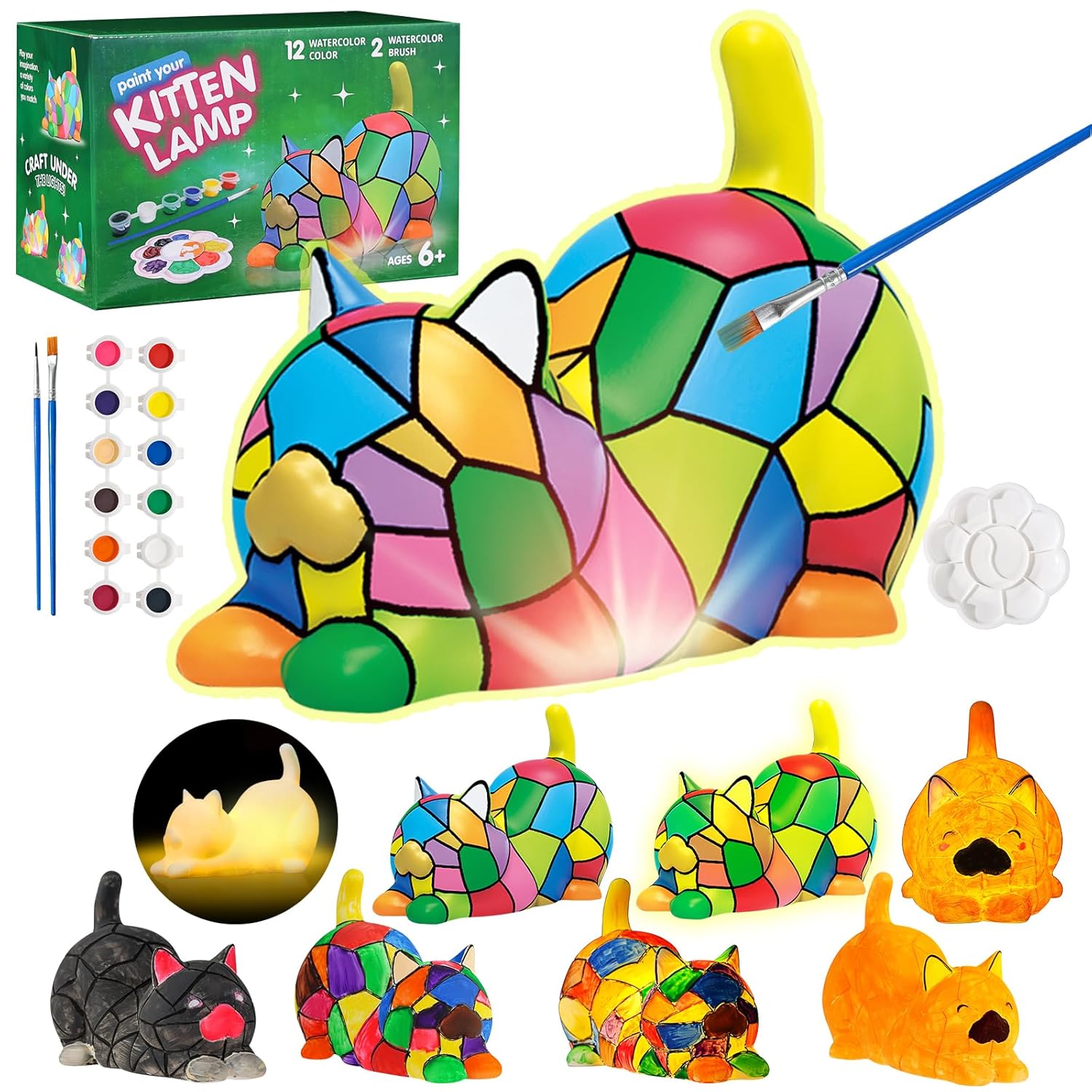 Paint Your Own Cat Lamp Kit – Art Supplies Arts & Crafts Kit, Painting Kit for Kids Ages 6-12, Arts and Crafts for Kids Ages 8-12, Christmas Birthday Gifts for Girls Boys Age 5…